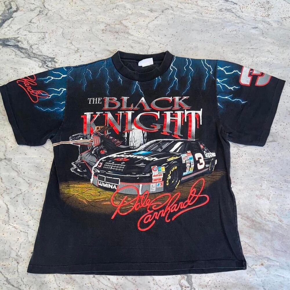 Men’s L Vintage NASCAR Dale Earnhardt Black Knight Graphic Tee Shirt